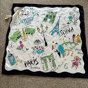 NWT 100% Silk Express Paris Landmark Printed 19” x 19” scarf